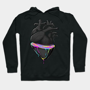 a colored heart in the middle Hoodie